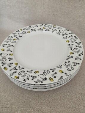 Peanuts Snoopy & Woodstock White Ceramic Dinner Plate - Set of 6